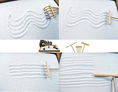 Artcome Japanese Zen Sand Garden for Desk with Rake, Stand, Rocks and Mini Furnishing Articles - Office Table Accessories, Mini Zen Sand Garden Kit - Meditation Gifts - size: Style 2