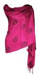 Jacquard Indian Printed Om Mantra Sun Shawl (Fuchsia)