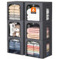 6 Pack Clothes Storage Bins with Metal Frame,40L Storage Bags Fabric Box Organizer with Clear Window,Zippers,Sturdy Handles(6 Pcs,Light Grey,40L)