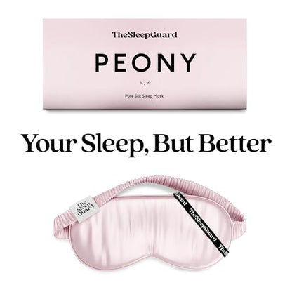 Pure Silk Sleep Mask [100% 6A Mulberry Silk, 22 Momme] Light Blocking Travel Essentials. Eye Masks for Sleeping. Black Oeko-Tex Blindfold. Eye Covers for Men & Women - color: Peony Pink
