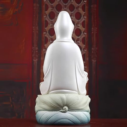 Top Ceramic Guan Yin Statue - Handmade Quan Yin, Kwan Yin, Quan Am, Kuan Yin for Meditation Altar, Female Buddha Statue - Goddess of Mercy and Compassion, Chinese Decor, Chinese Gifts - size: Small