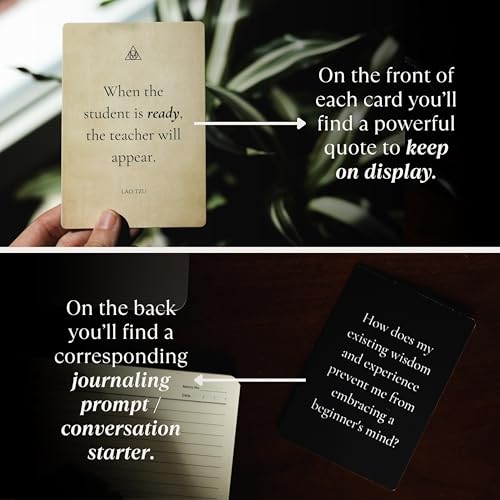 The Philosopher’s Deck - 52 Daily Stoic Motivational Cards with Display Stand and Journal Prompts Designed for Personal Growth, Gifts for Men and Women, Perfect Office Decor for Men
