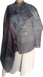 KVR Hindu Pooja Religious Cotton Indian prayer scarf with OM Krishna Ganesha Shiva Nataraja yoga spiritual auspicious prints - color: Grey-natraja-2