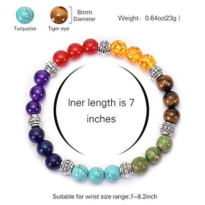 GelConnie Lava Rock Chakra Bracelet 7 Chakra 8mm Natural Stone Healing Bracelet Stress Relief Yoga Beads Anxiety Bracelet Aromatherapy Essential Oil Diffuser Bracelet Bangle - color: A-Chakra Bead