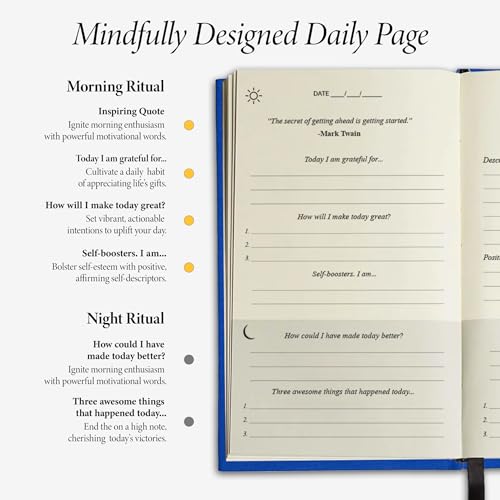 The Original Gratitude Journal 2026 - Daily Practice of Mindfulness & Happiness Journal with Elevating Quotes and Prompts for Affirmation Reflection Mindfulness - Premium Hardcover Journal Blue - color: Rich Blue
