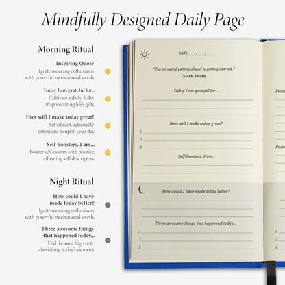 The Original Gratitude Journal 2026 - Daily Practice of Mindfulness & Happiness Journal with Elevating Quotes and Prompts for Affirmation Reflection Mindfulness - Premium Hardcover Journal Blue - color: Rich Blue