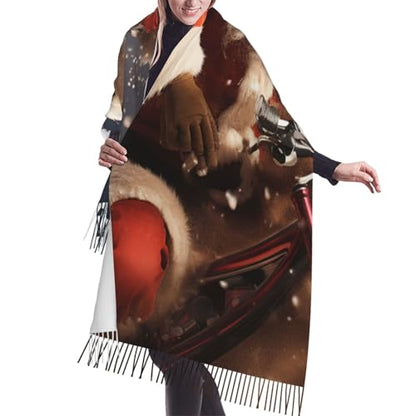 Astronaut Sitting in Yoga Chakra Scarf for Women Warm Soft Scarves Fashion Fringed Shawl Casual Tassel Blanket Scarf - color: Christmas Accidents