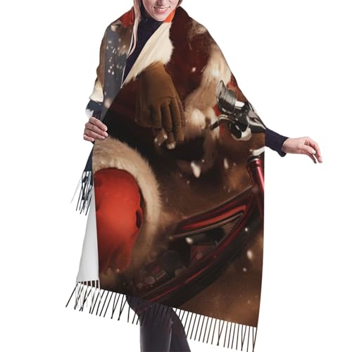 Astronaut Sitting in Yoga Chakra Scarf for Women Warm Soft Scarves Fashion Fringed Shawl Casual Tassel Blanket Scarf - color: Christmas Accidents