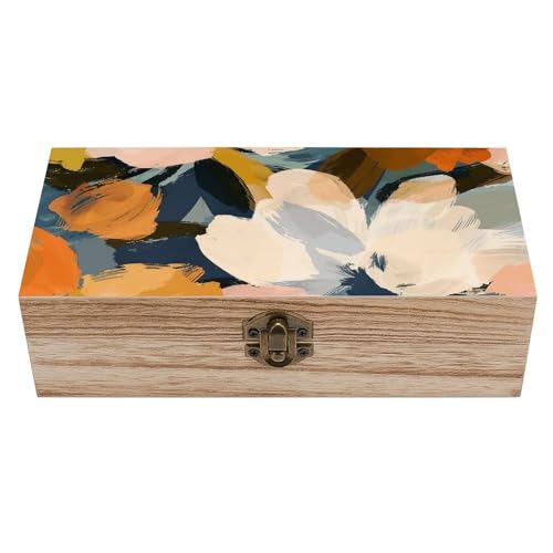 Warm Earth Tone Wooden Box Wooden Storage Box Wooden Boxes for Storage Wooden Box with Hinged Lid Wooden Jewelry Box Wooden Jewelry Box for Women Small Wooden Box