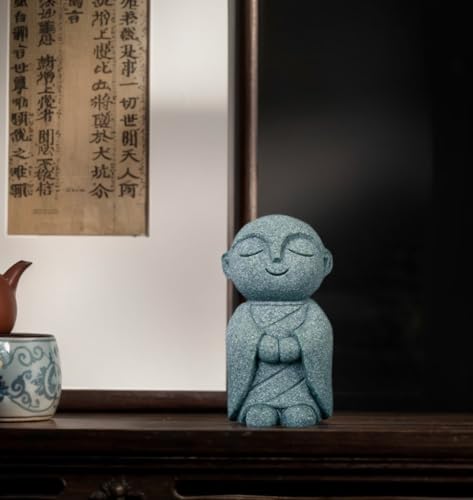 Mini Monk Buddha Statue Sandstone Statues Zen Monk Praying Statue Sculptures for Wealth Good Luck Feng Shui Decor Home Fish Tank Aquarium Garden (Style 10) - style: Style 10