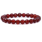 Amandastone Natural Gemstone 8mm Round Beads Stretch Bracelet 7 Inch - color: Faceted Red Agate