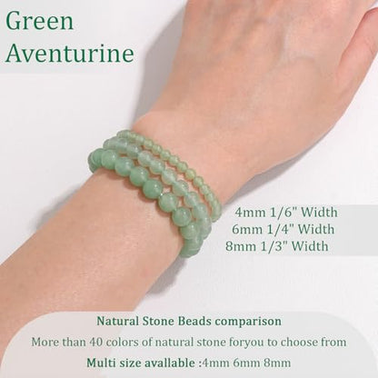 Vinswet 4mm 6mm 8mm Healing Crystal Bracelets for Women Men Natural Stone Beaded Stretch Bracelet Handmade Gemstone Reiki Spiritual Jewelry Gifts - color: Green Aventurine, size: 6mm