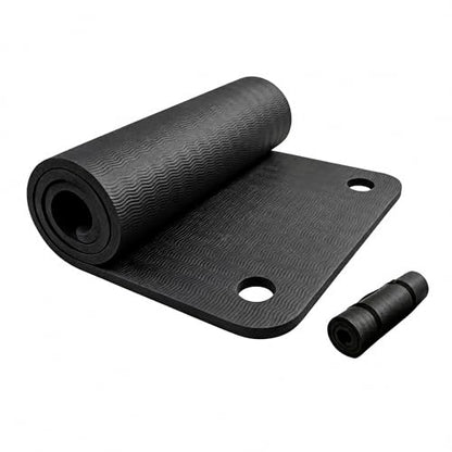 TPE Yoga Mat with Hanging Holes, Wall Mount Workout Mat, Shock Absorbent Fitness Pad for Home Gym, Pilates & Meditation - color: black with holes