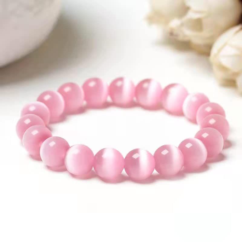 Fuqimanman2020 Healing Natural Stone Stretch Bracelet Strand Chakra Crystal Beaded Energy Reiki Spirituality for Women Conservancy Meditation Protection Jewelry - color: Pink