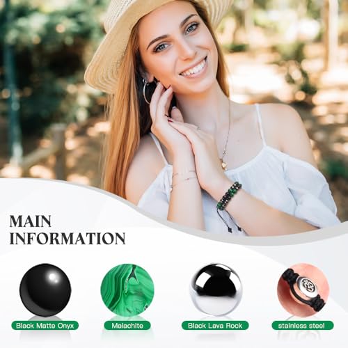 Triple Protection Bracelet - for Protect & Balance - Energy Crystal Handmade Bracelets for Men Women - color: Green