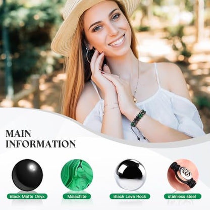 Triple Protection Bracelet - for Protect & Balance - Energy Crystal Handmade Bracelets for Men Women - color: Green