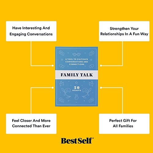 BestSelf Family Talk Deck - 50 Prompt Card Game for Family Game Night, Fun and Engaging Family Game for Kids and Adults, Perfect