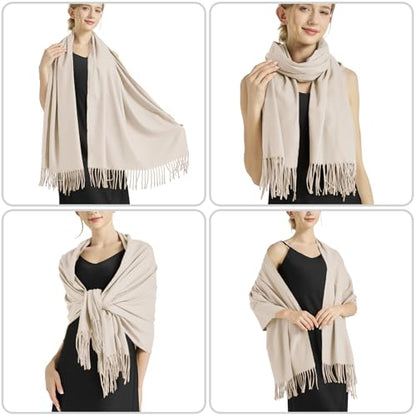 Ciormis Pashmina Scarf for Women, Soft Pashminas Shawls and Wraps for Evening Dresses, Wedding Bride Bridesmaid Shawls Scarf - color: Light Khaki