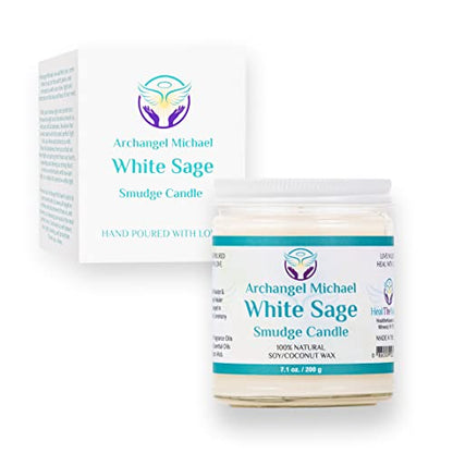 White Sage Candles for Cleansing House Chakra Healing | Energy Cleansing Smudge Candle | Natural Aromatherapy Candle | Sage for Cleansing House Negative Energy (7 oz) (White Sage)
