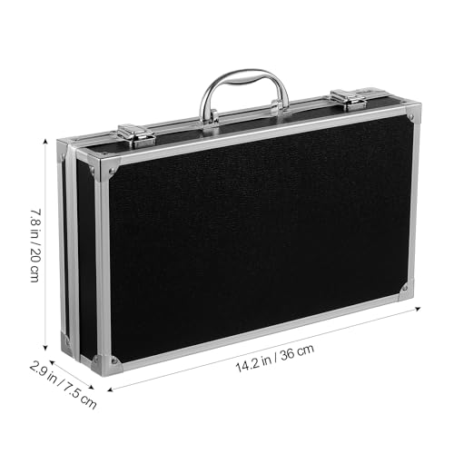 Ipetboom Aluminum Alloy Tools Case with Handle, Black, 14.2x7.8x2.9in, Multi-Purpose Storage for Home, Office, Travel, Medicine, Jewelry, and Accessories - color: Black