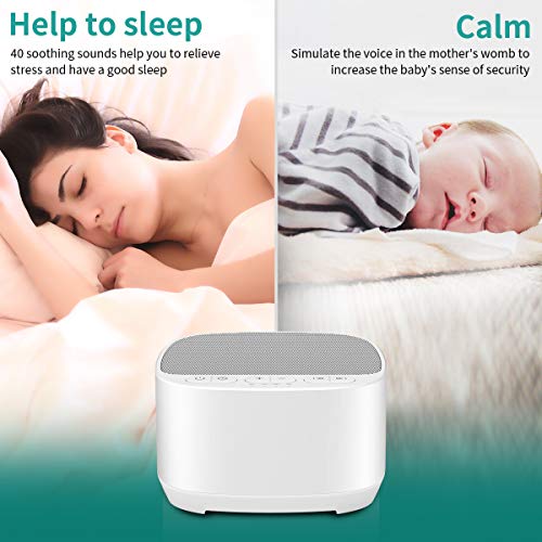 Magicteam Sleep Sound White Noise Machine with 40 Natural Soothing Sounds and Memory Function 32 Levels of Volume Powered by AC or USB and Sleep Timer Sound Therapy for Baby Kids Adults (B-White) - color: B-white