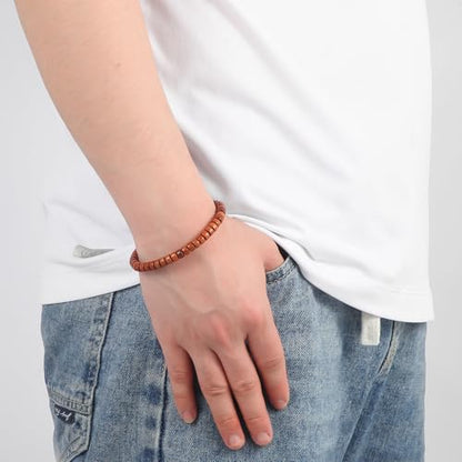 Prayer Bead bracelet Mala Beaded Bracelets for Men Women 12/15MM … - color: 4*7mm Barrel beads Jujube wood
