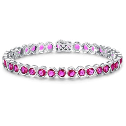 Birthstone Bracelets for Women, Sterling Silver 7 Inch Infinity Tennis Bracelet, Wedding Anniversary Birthday Jewelry Gifts for Women Wife Girlfriend Mom Her - color: 07-Jul-Ruby