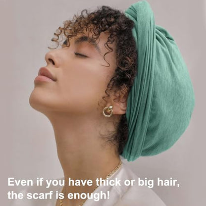 DRESHOW African Turban for Women Knotted Hairwraps for Sleeping Turban Headwraps Head Warmer Scarf for Black Women Chemo Cap - color: 1 Pc Style 2: Aqua Green