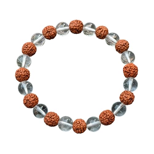 The Alchemist's Arcanum Adjustable Beaded Wrist Accessory for Men and Women, Stretch Fit Stone Bead Jewelry for Daily Wear and Gifting - color: 5 Mukhi Rudraksh