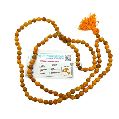 BRIJ HAAT Turmeric Beads Mala, 108+1 Beads, Prayer Necklace for Meditation