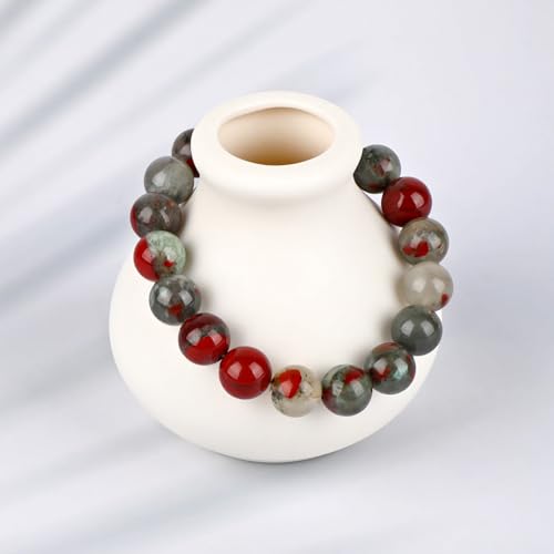 LPBeads Handmade Natural Gemstone Stretch Elastic Bracelet Healing Crystal Round Stone Beads Jewelry Gifts for Women Men - color: African Bloodstone, size: 10mm