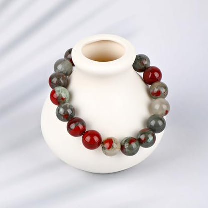 LPBeads Handmade Natural Gemstone Stretch Elastic Bracelet Healing Crystal Round Stone Beads Jewelry Gifts for Women Men - color: African Bloodstone, size: 10mm