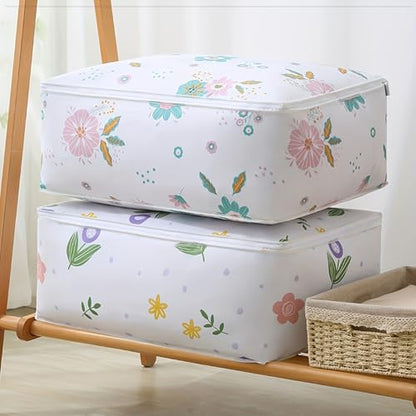 Large Capacity Clothes Storage Bag Organizer with Strong Zippers for Clothes, Quilts, Pillows (Seahorse) - style: Seahorse