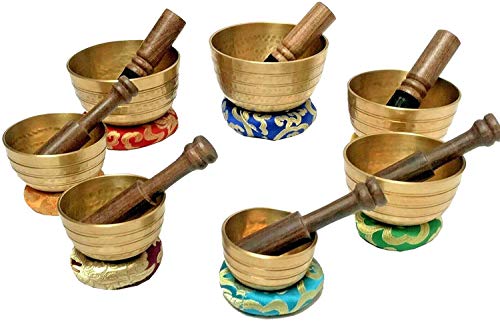 SBN Chakra Healing Tibetan Bronze Singing Bowl 7 Sets of Meditation Bowls from Nepal