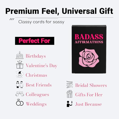Badass Affirmation Cards for Women – 56 Motivational Self Care Cards, Encouragement Gift for Friend Sister Daughter, Mother’s Day Gift, Class of 2026 Graduation Gift, Inspirational Gift for Her