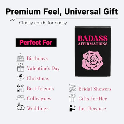 Badass Affirmation Cards for Women – 56 Motivational Self Care Cards, Encouragement Gift for Friend Sister Daughter, Mother’s Day Gift, Class of 2026 Graduation Gift, Inspirational Gift for Her