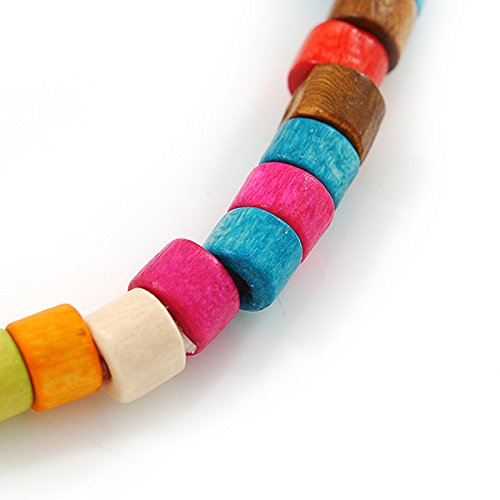 Avalaya Unisex Multicoloured Wood Bead Flex Bracelet - up to 21cm L