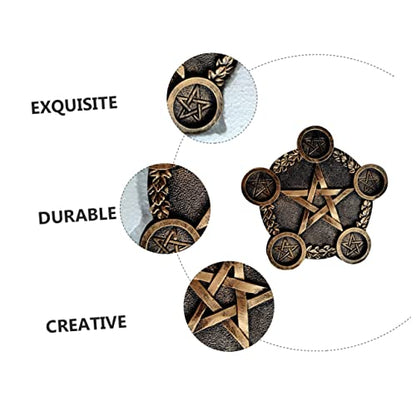 1pc Pentacle Star Candleholder Decorative Altar Prop for Rituals Wiccan Ceremonies Energy Gathering Mystical Design Bright Copper Finish