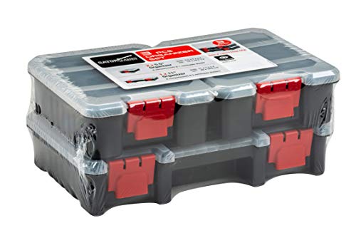 3-Pack Organizer Set – Small Parts Storage Boxes with Removable Dividers – 1 Medium & 2 Mini Hardware Cases for Screws, Bolts, Crafts – Durable Nylon Toolbox for Garage or Travel Use - color: e. 3pcs Set - 1 Medium, 2 Small Organizers