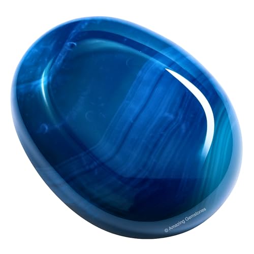 Amazing Gemstone Blue Onyx Crystals and Healing Stones - Large Palm Stone Crystals Piedra - Crystal for Good Luck, Balanced Positive Energy, Meditation - Unique Stocking Stuffers Gifts for Women, Men - color: Blue Onyx