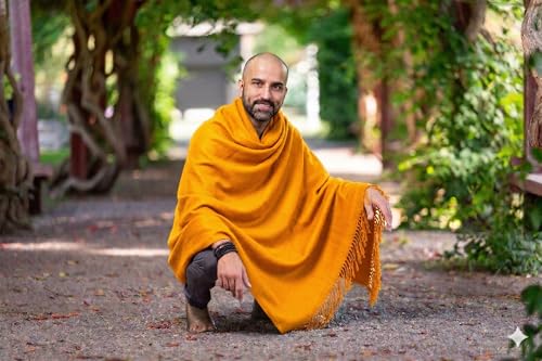 Meditation Shawl or Meditation Blanket, Shawl/Wrap, Oversize Scarf/Stole. Large. Unisex. - color: Saffron
