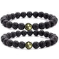 WFJ Black Obsidian Hematite Triple Protection Bracelets Set - Tiger Eye Beaded Natural Stone Bracelet for Men Women Gemstone (10MM) - color: Lava Stone and Pyrite Set of 2