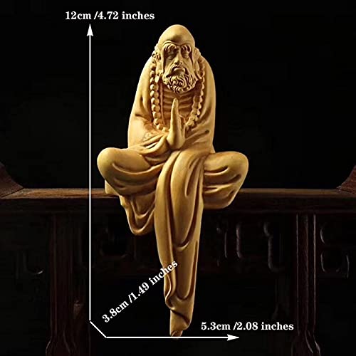 Wooden Meditation Small Statue of Bodhidharma Ancestor, Solid Wood Carving, Modern Art Sculpture, Home Decoration Figurines
