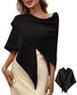 Women's Pashmina Shawl Wraps for Evening Dresses Wedding Bridal Open Front Poncho Cape Soft Large Scarf - color: Black