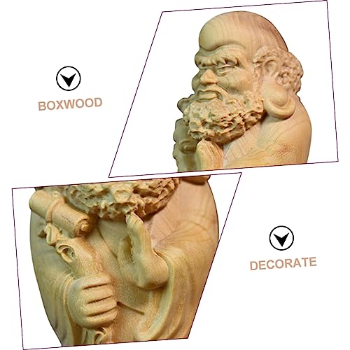 Zerodeko Hand-Carved Bodhidharma Wooden Statue Yellow Wood Decorative Ornament Meditation Home Decor for Zen Spaces Spiritual Tabletop Craft Unique