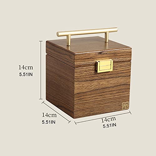 DNCG Storage Bins Large 3-Layer Wooden Jewelry Box Luxurious Earring Necklace Desktop Cosmetic Storage Box with Portable Handle and Safety