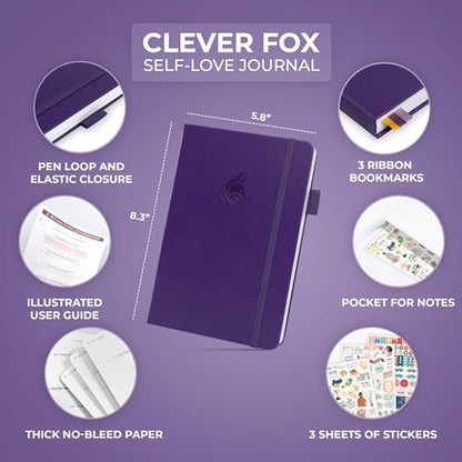 Clever Fox Self-love Journal – Guided Self-Discovery Log for Self-care, Reflection & Self-help, Mental Health, Gratitude & Mindfulness (Purple) - color: Purple