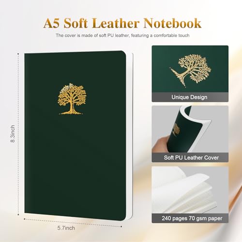 Comix 6 Pack A5 Notebooks, 5.6" x 7.9" Softcover Lined Journals for Men & Women,240 Pages Thick Paper College Ruled Notebooks for Work,School & Business Meetings