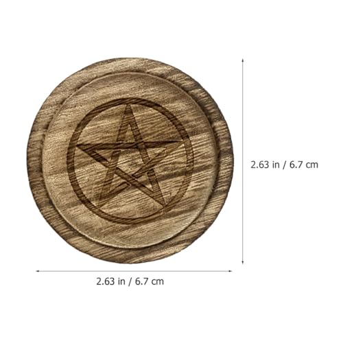 HOMSFOU Wooden Pentacle Altar Plate Candle Holder Tealight Candlestick for Home Decor Parties and Spiritual Use Elegant Centerpiece for Tables Gardens and Celebrations