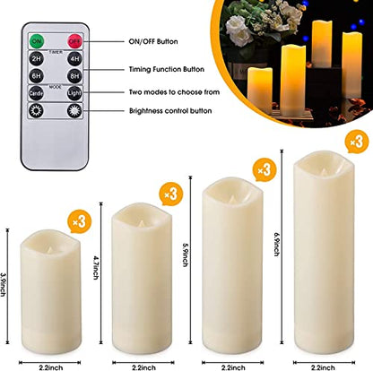 YOROXRG 12 Pack Flameless Candles Battery Operated Waterproof Led Candles (D:2.2" X H:4" 5" 6" 7") Candles with 2 Remotes Contro for Wedding, Party, Birthday - color: 12Pack-Iovry